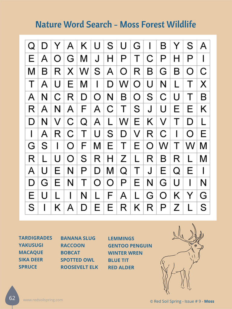 Nature Word Search - Free Printable - Moss Forest Wildlife